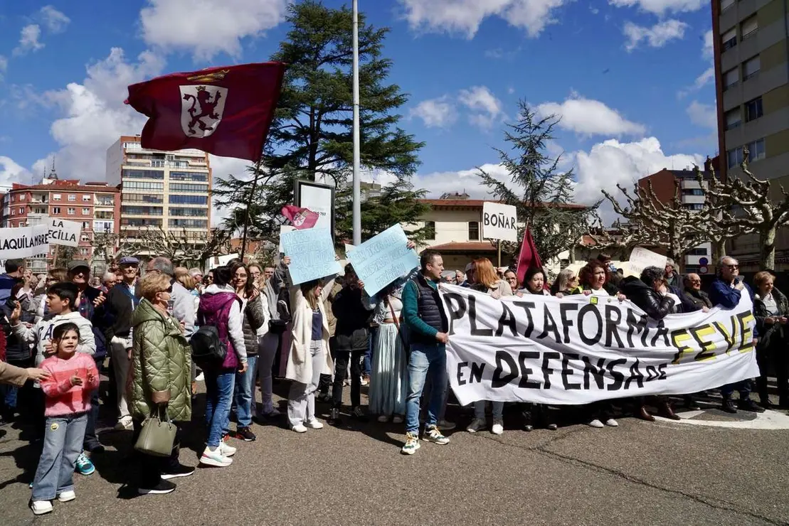 Manifestaci&oacute;n en defensa de Feve este domingo en las calles de la ciudad de Le&oacute;n. / CAMPILLO / ICAL