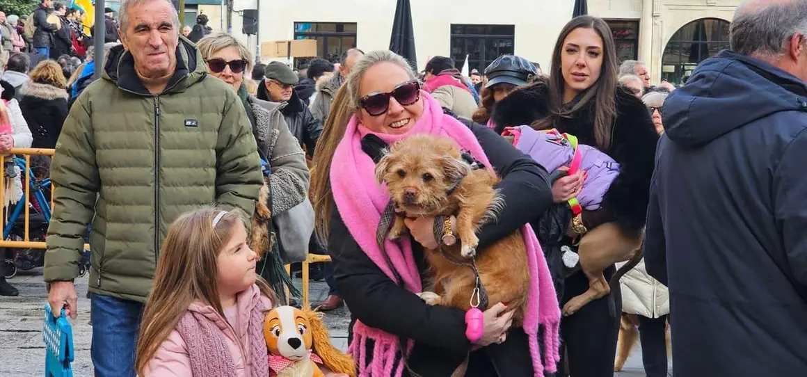 Bendici&oacute;n de mascotas por San Ant&oacute;n en el entorno de San Marcelo, este domingo en el centro de Le&oacute;n. Foto: Le&oacute;n 24 Horas