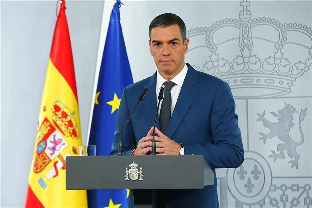 Pedro S&aacute;nchez durante una comparecencia.