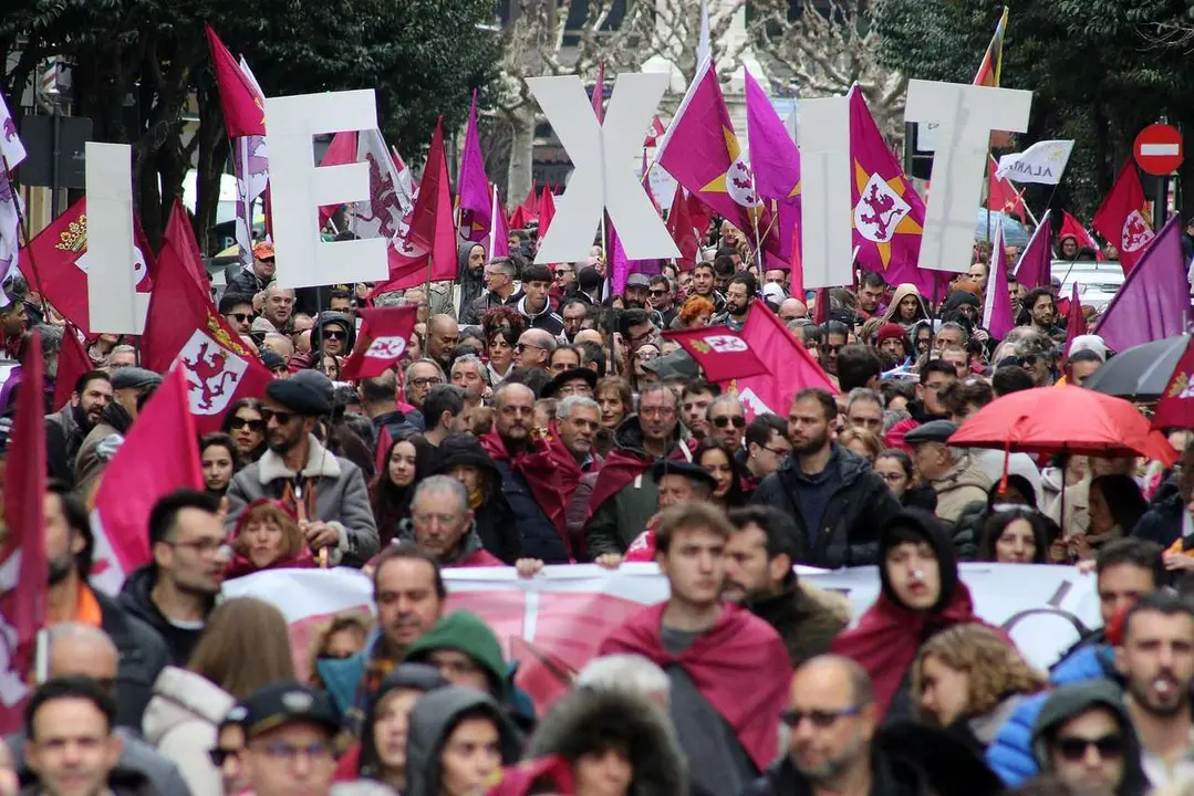 Miles de leoneses, en imagen de archivo de una manifestaci&oacute;n por el futuro de Le&oacute;n y por la autonom&iacute;a leonesa. | ICAL