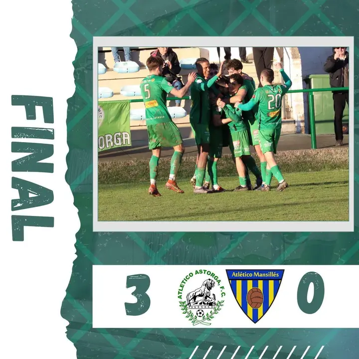 Infograf&iacute;a del resultado del partido entre el Atco. Astorga y el Atco. Mansill&eacute;s // @AtleticoAstorga
