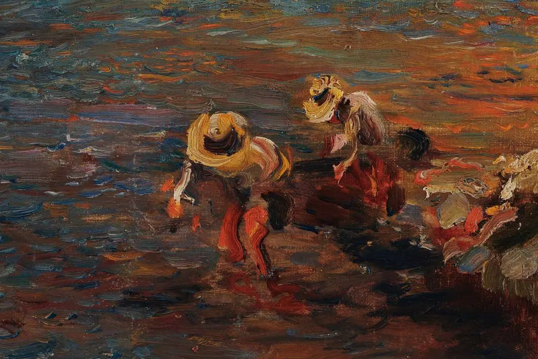 Jos&eacute; Navarro Llorens, Pescando a mano (detalle), ca. 1900