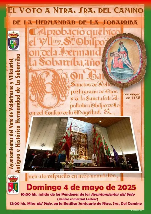 Cartel anunciador del Voto a Nuestra Se&ntilde;ora del Camino de la Hermandad de la Sobarriba