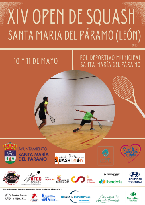 Santa Mar&iacute;a del P&aacute;ramo celebra este fin de semana su XIV Open de Squash