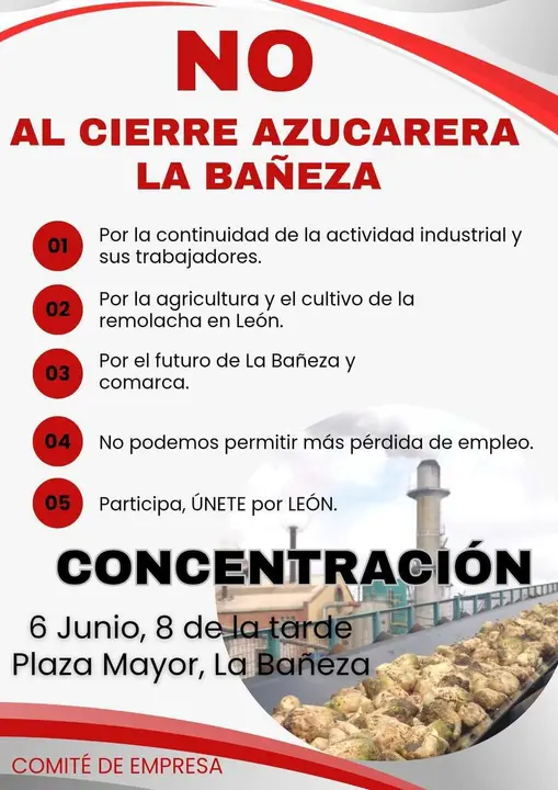 Cartel de la manifestaci&oacute;n de contra el cierre de la Azucarera