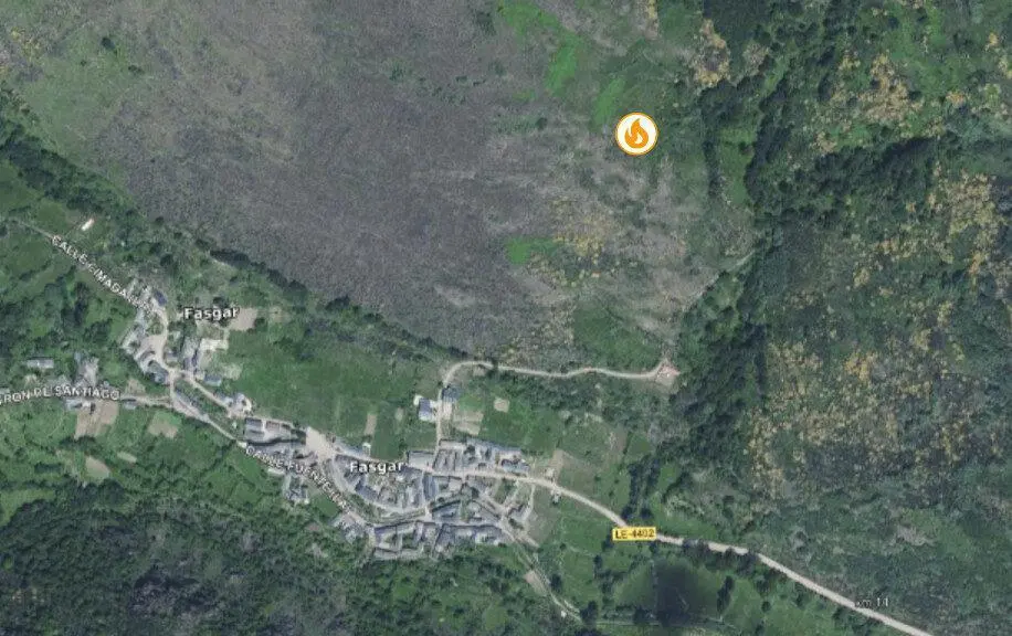 Zona de incendio en Fasgar