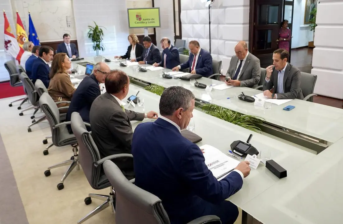 Ma&ntilde;ueco mantuvo este viernes un encuentro con los presidentes de las diputaciones provinciales de la comunidad. | ICAL