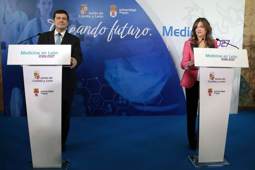 El presidente de la Junta de Castilla y Le&oacute;n, Alfonso Fern&aacute;ndez Ma&ntilde;ueco, se re&uacute;ne con la rectora de la Universidad de Le&oacute;n, Nuria Gonz&aacute;lez &Aacute;lvarez. ICal