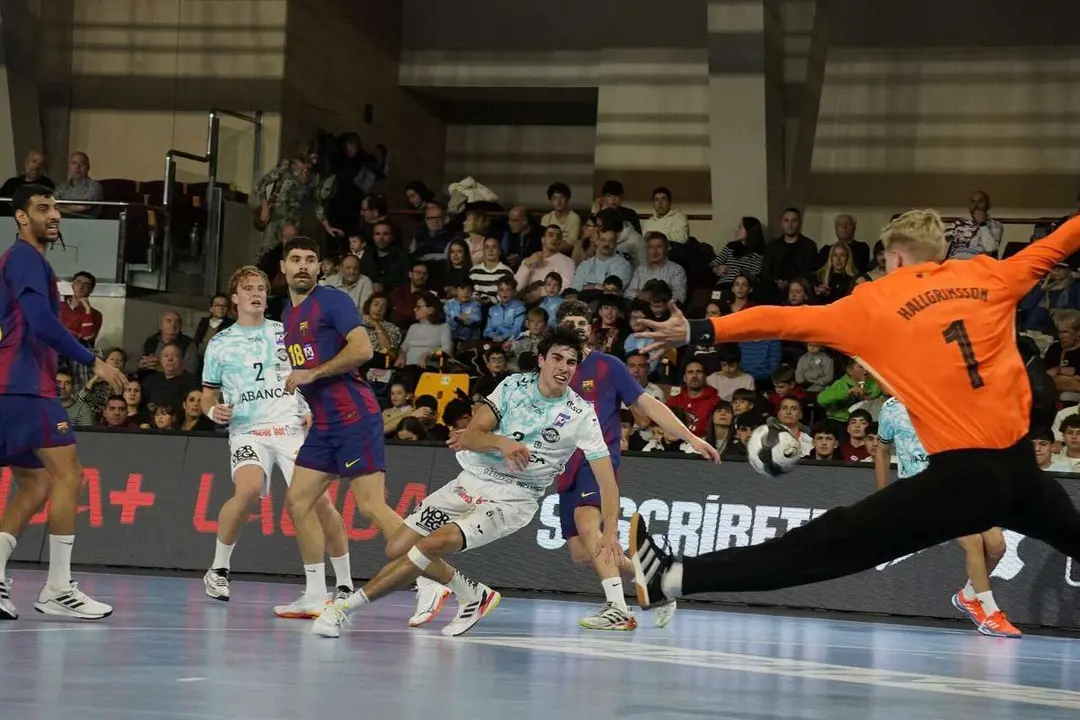 Partido entre el Abanca Ademar y el FC Barcelona. Fotograf&iacute;a: a.mproducciones