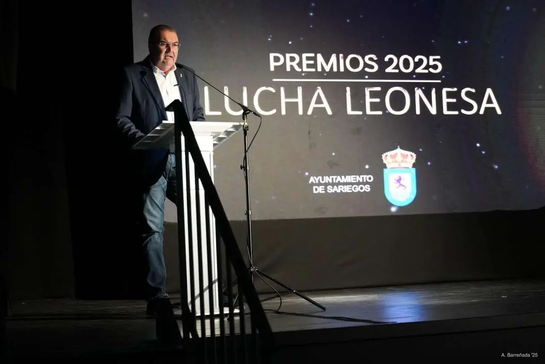 Participantes y premiados en la gala de la lucha leonesa celebrada en el auditorio Caf&eacute; Quijano. Antonio Barre&ntilde;ada.