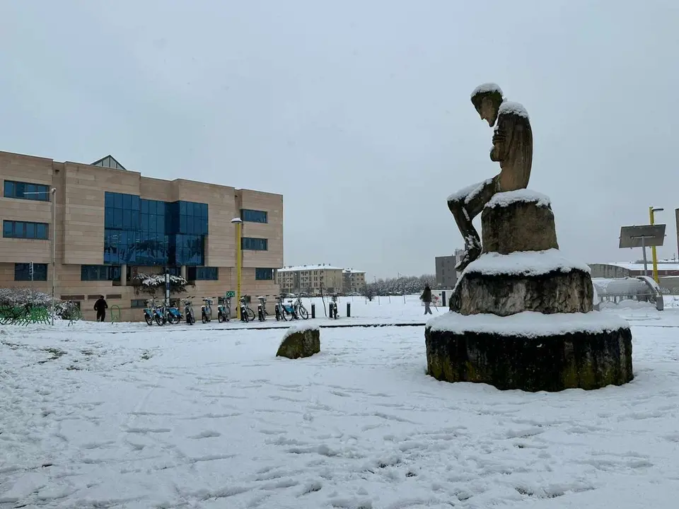 Nieve en el Campus de la ULE esta semana. 