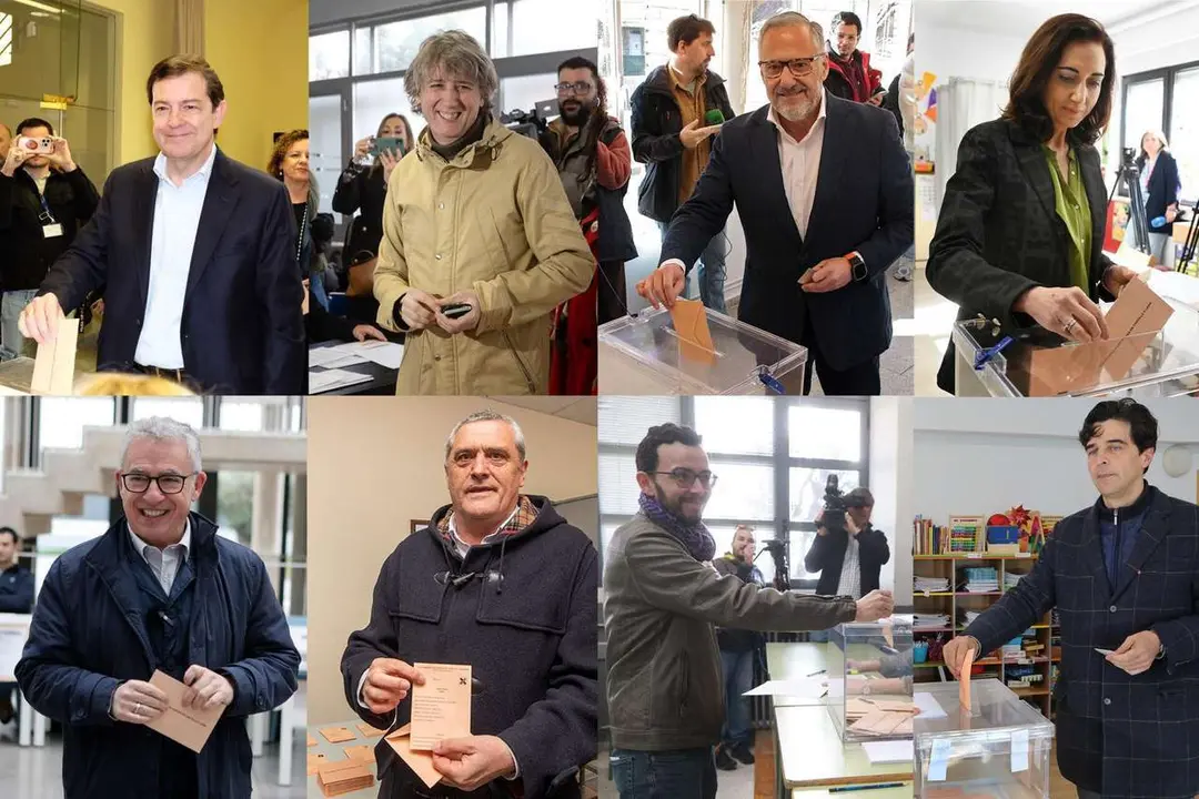 Los cabezas de lista de los principales partidos que concurren a las elecciones auton&oacute;micas, del Partido Popular de Castilla y Le&oacute;n, Alfonso Fern&aacute;ndez Ma&ntilde;ueco; el candidato del PSOE, Carlos Mart&iacute;nez; el candidato de Vox, Carlos Poll&aacute;n; a candidata de la Uni&oacute;n del Pueblo Leon&eacute;s (UPL), Alicia Gallego; el candidato por Soria Ya, &Aacute;ngel Ce&ntilde;a; el candidato de Por &Aacute;vila, Pedro Pascual; el candidato de Podemos-Alianza Verde, Miguel &Aacute;ngel Llamas; y el candidato de la coalici&oacute;n Izquierda Unida, Sumar y Equo, Juan Gasc&oacute;n. ICAL