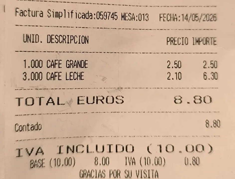 Comprobamos que el ticket viral del caf&eacute; m&aacute;s caro de Le&oacute;n