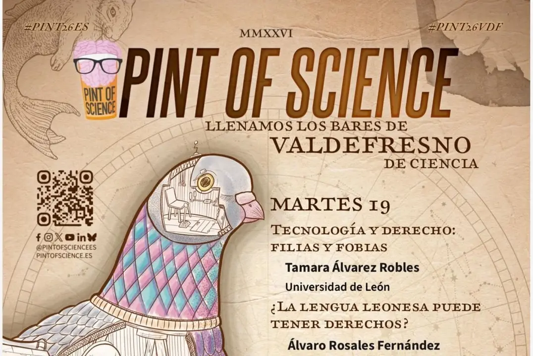 Parte del cartel del Pint of science de Valdefresno, que se celebra el pr&oacute;ximo 19 de mayo.