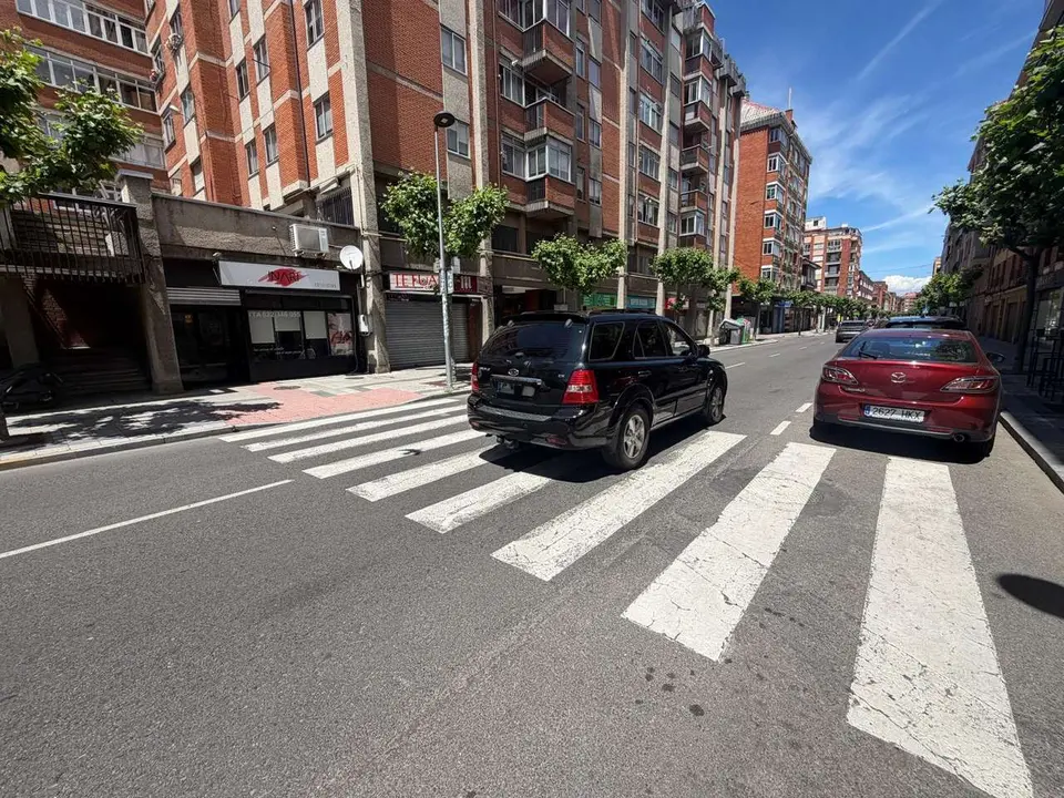 Un paso de cebra a la altura del n&uacute;mero 81 de la avenida Mariano Andr&eacute;s de Le&oacute;n. | SM