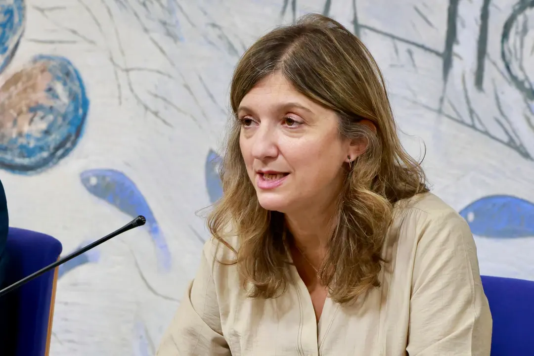 La rectora de la Universidad de Le&oacute;n, Nuria Gonz&aacute;lez, informa sobre el proyecto que el Laboratorio de Ac&uacute;stica de la ULE desarrollar&aacute; para AENA. Est&aacute; acompa&ntilde;ada por el vicerrector de Investigaci&oacute;n y Transferencia, Santiago Guti&eacute;rrez, el director del Laboratorio, Jes&uacute;s Cepeda, el director de Operaciones de Incosa, Delf&iacute;n Garc&iacute;a, y el responsable de Ac&uacute;stica de Incosa, Ricardo Tasc&oacute;