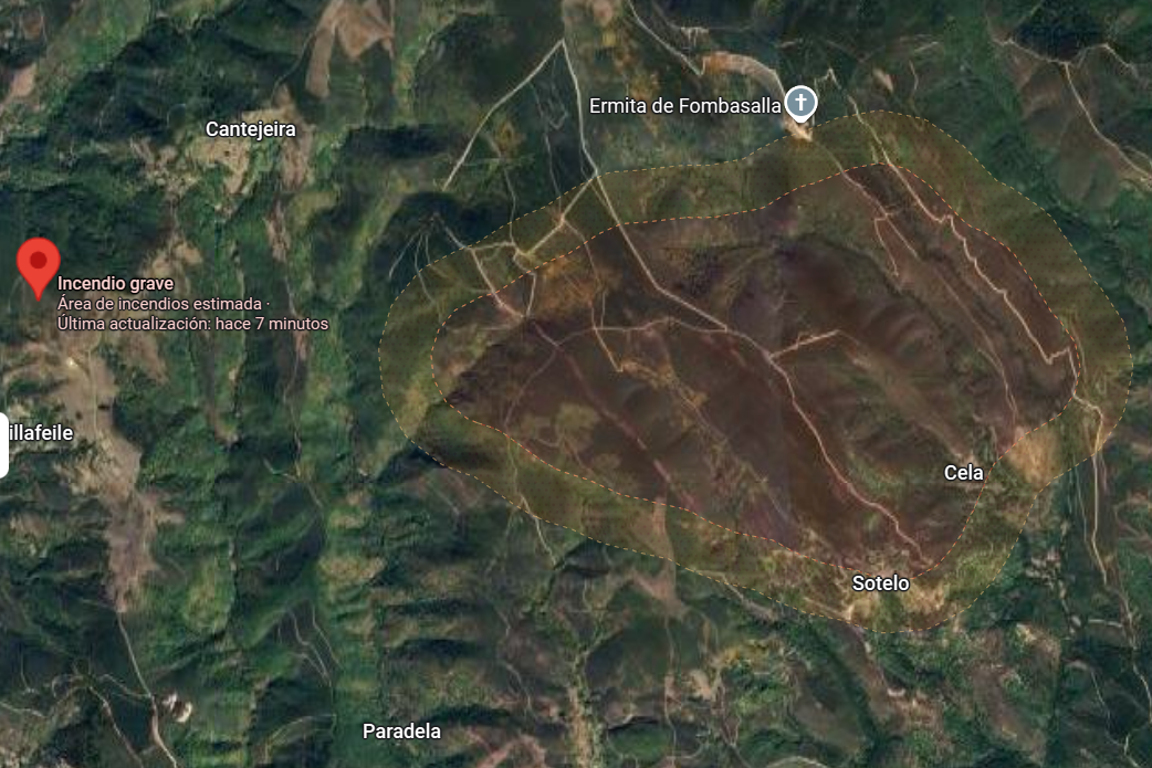 Incendio de Trabadelo - google Maps