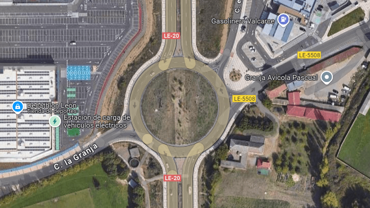 Imagen actual de la rotonda de la Granja de la Ronda Este de Le&oacute;n.