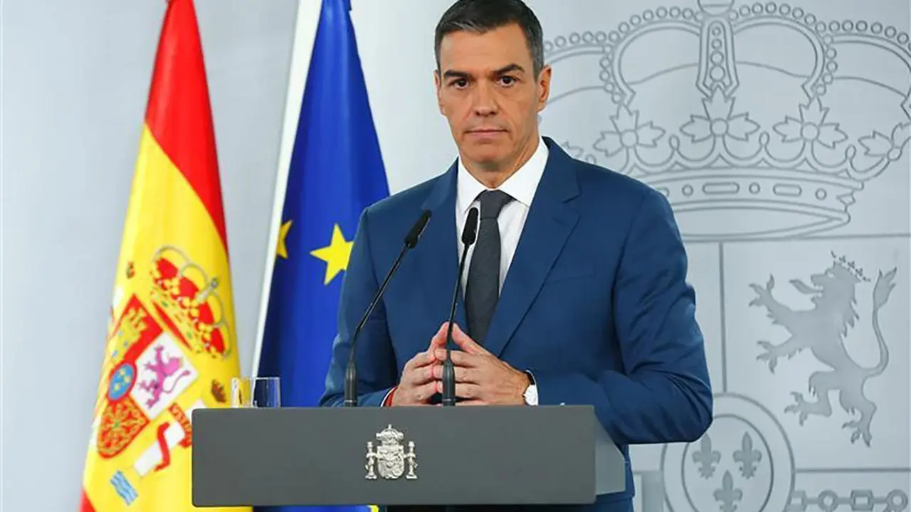 Pedro S&aacute;nchez durante una comparecencia.