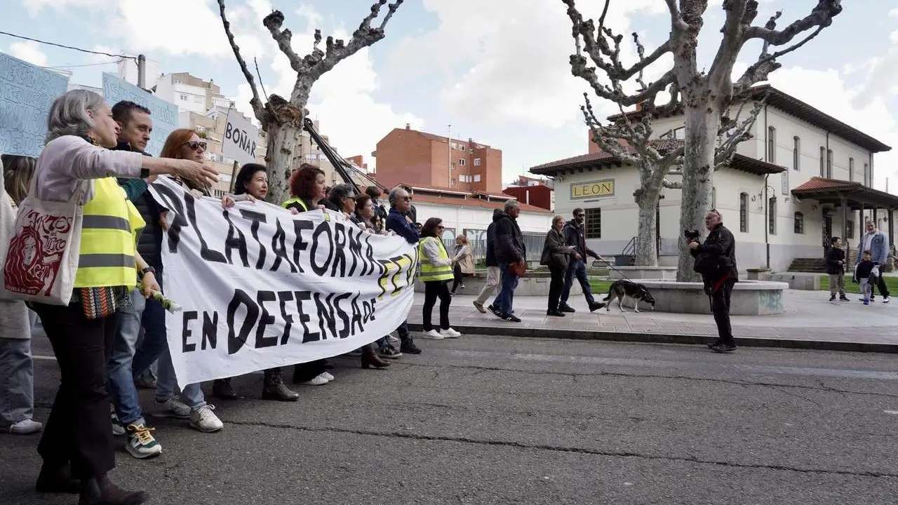 Manifestaci&oacute;n en defensa de Feve este domingo en las calles de la ciudad de Le&oacute;n. / CAMPILLO / ICAL