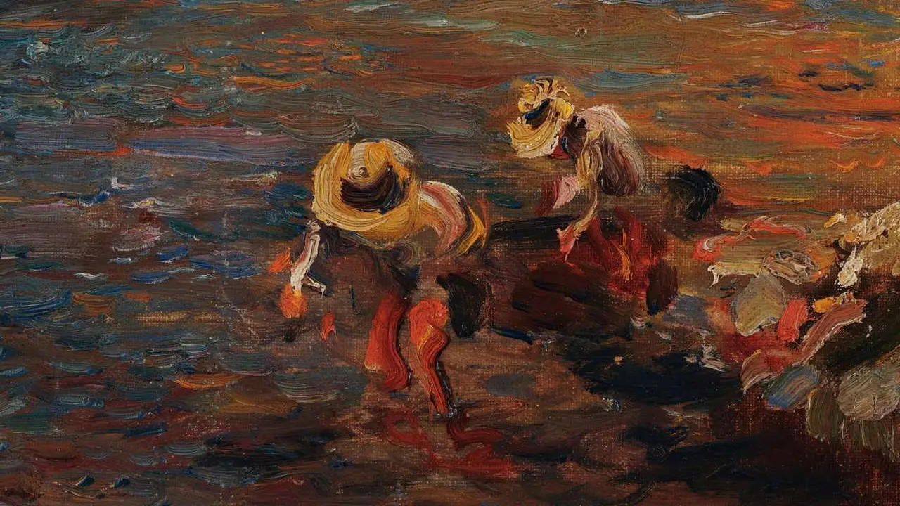 Jos&eacute; Navarro Llorens, Pescando a mano (detalle), ca. 1900