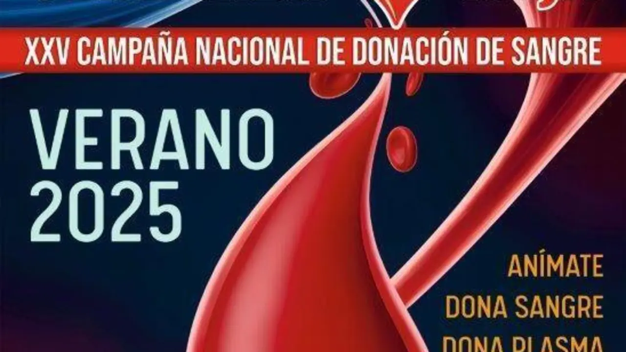 Cartel de la Olimpiada Roja de Donantes de sangre este verano.