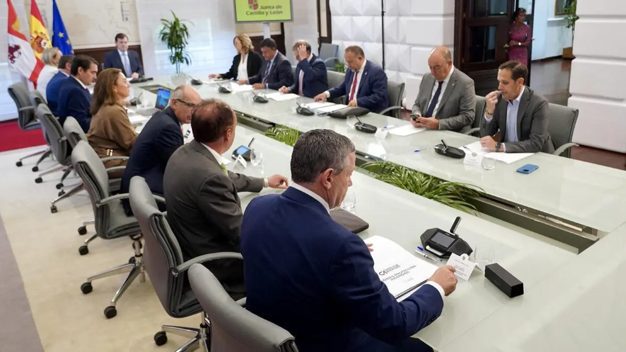 Ma&ntilde;ueco mantuvo este viernes un encuentro con los presidentes de las diputaciones provinciales de la comunidad. | ICAL