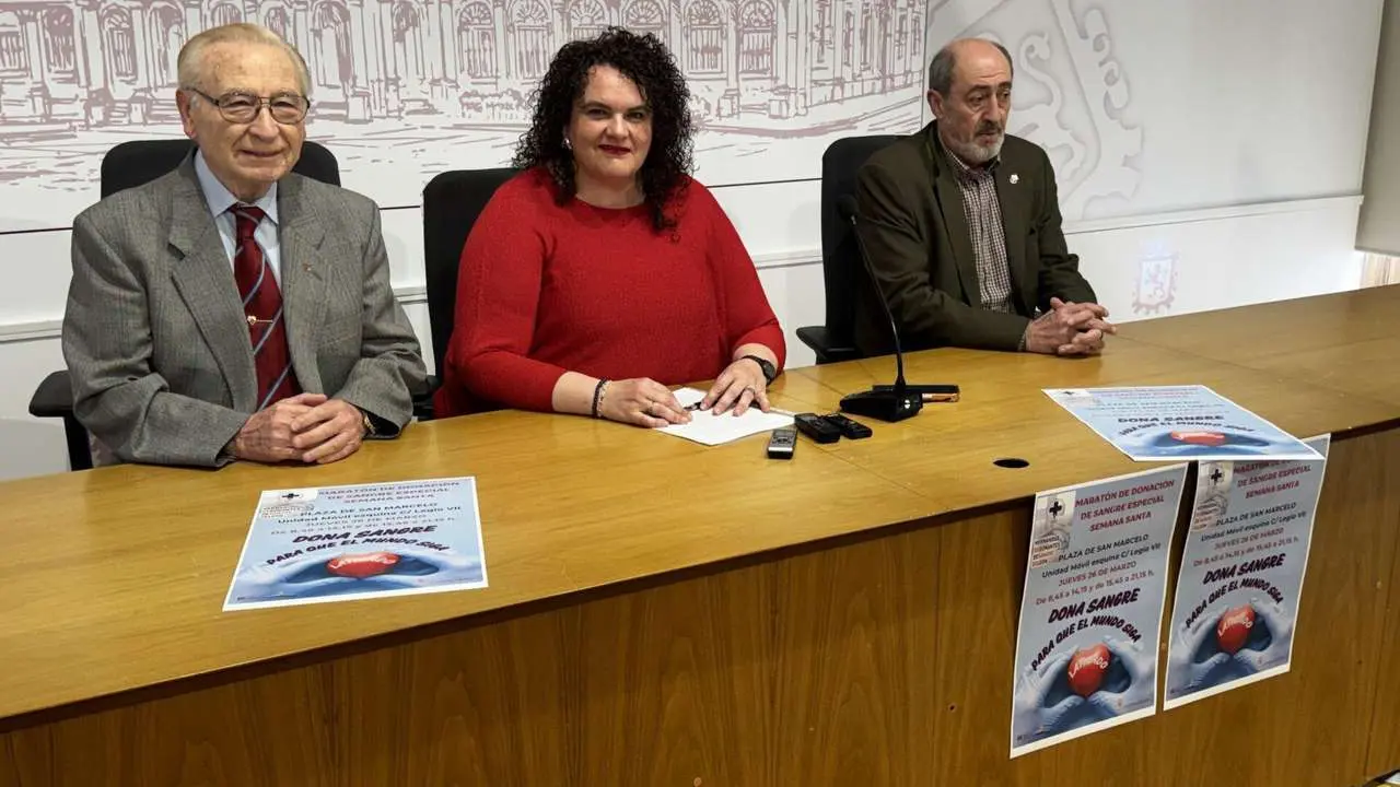 Presentaci&oacute;n del marat&oacute;n de donantes de sangre, este lunes en el Ayuntamiento de Le&oacute;n.