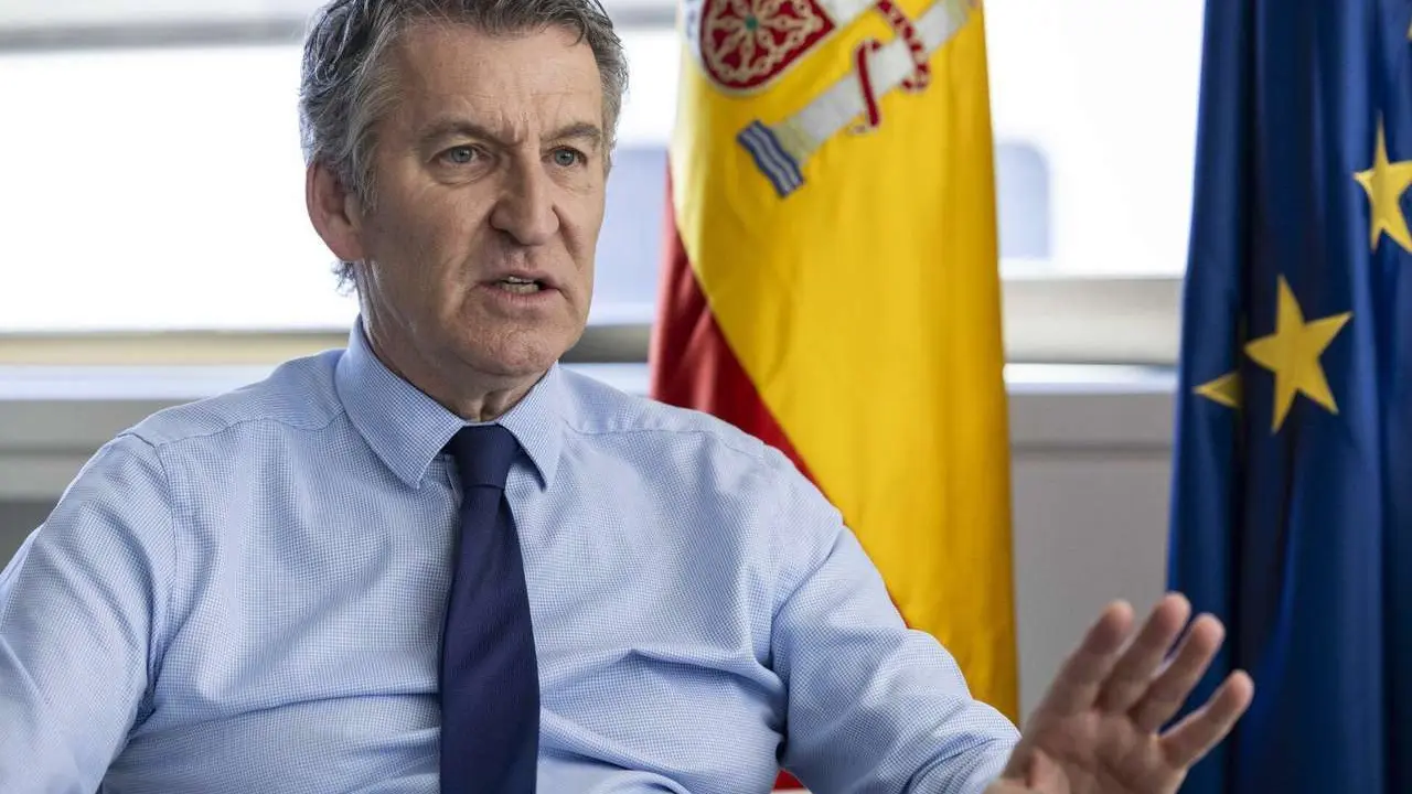 El presidente del PP Alberto N&uacute;&ntilde;ez Feij&oacute;o, durante la entrevista concedida a Servimedia. Jorge Villa