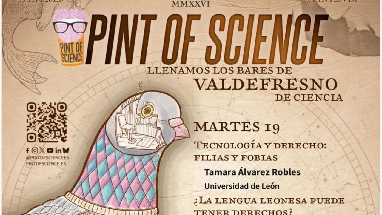 Parte del cartel del Pint of science de Valdefresno, que se celebra el pr&oacute;ximo 19 de mayo.