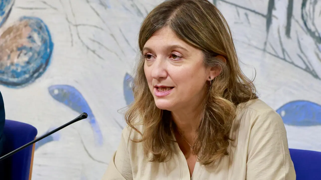 La rectora de la Universidad de Le&oacute;n, Nuria Gonz&aacute;lez, informa sobre el proyecto que el Laboratorio de Ac&uacute;stica de la ULE desarrollar&aacute; para AENA. Est&aacute; acompa&ntilde;ada por el vicerrector de Investigaci&oacute;n y Transferencia, Santiago Guti&eacute;rrez, el director del Laboratorio, Jes&uacute;s Cepeda, el director de Operaciones de Incosa, Delf&iacute;n Garc&iacute;a, y el responsable de Ac&uacute;stica de Incosa, Ricardo Tasc&oacute;