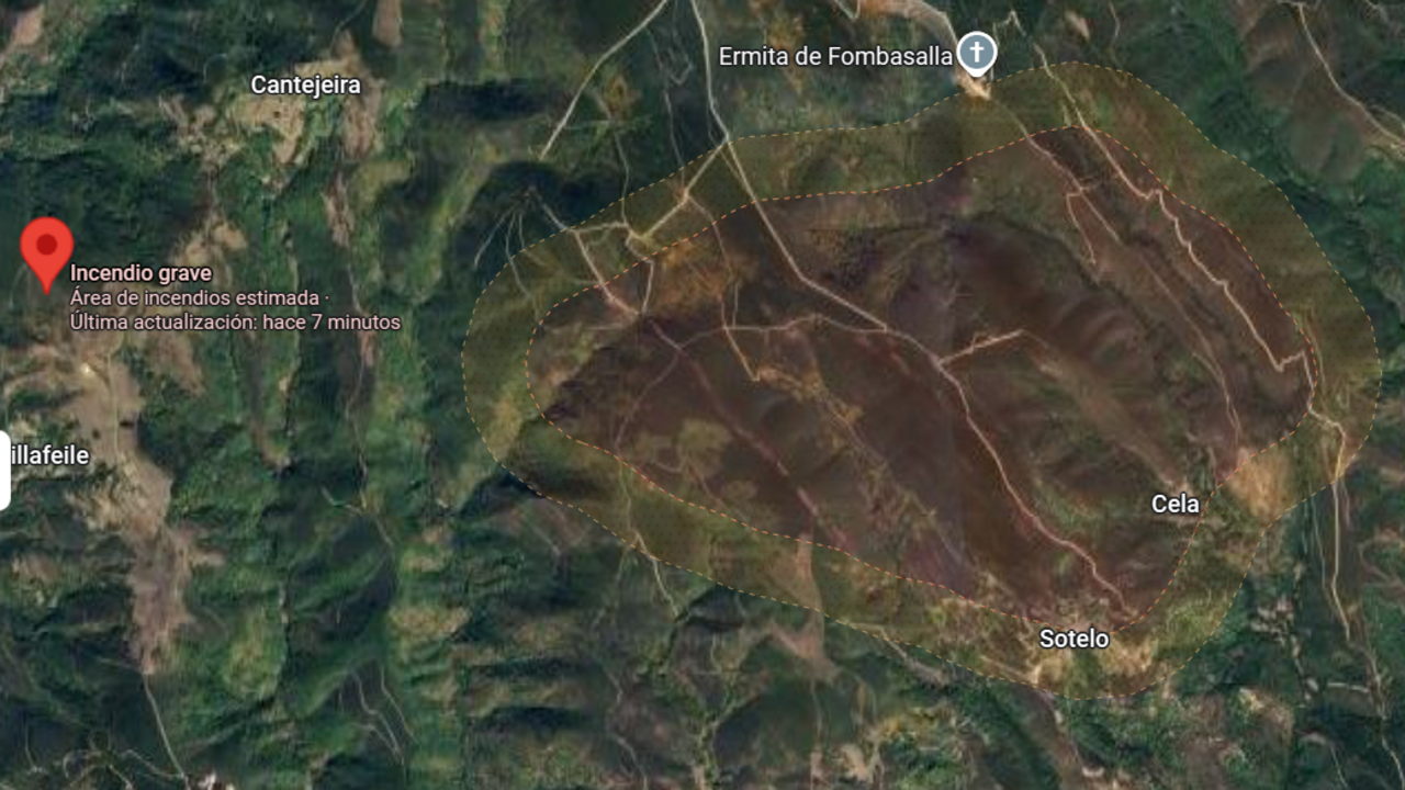 Incendio de Trabadelo - google Maps