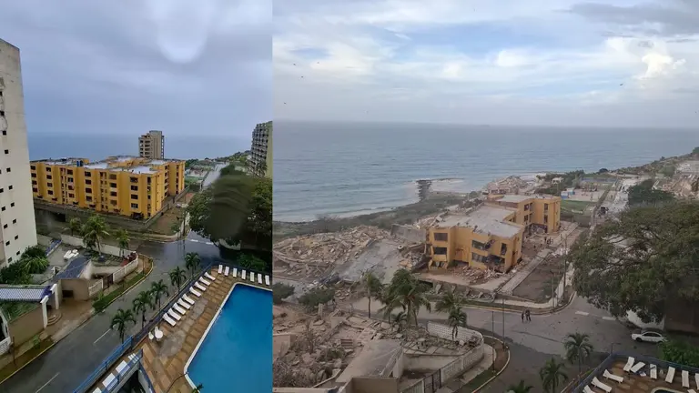 Catia La Mar, en el estado La Guaira (costa de Venezuela) , antes del terremoto y despu&eacute;s