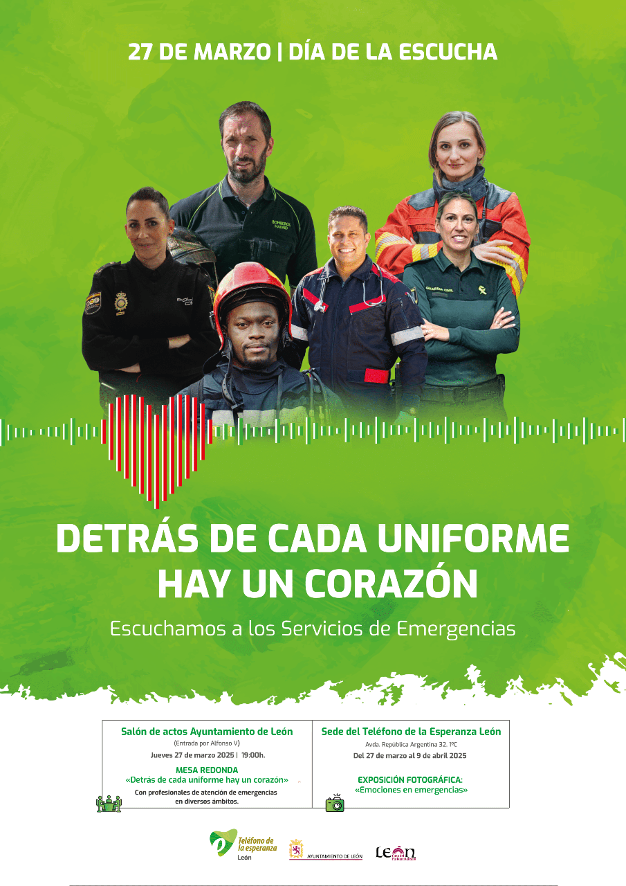 Cartel de la jornada del Día de la Escucha del Teléfono de la Esperanza de León