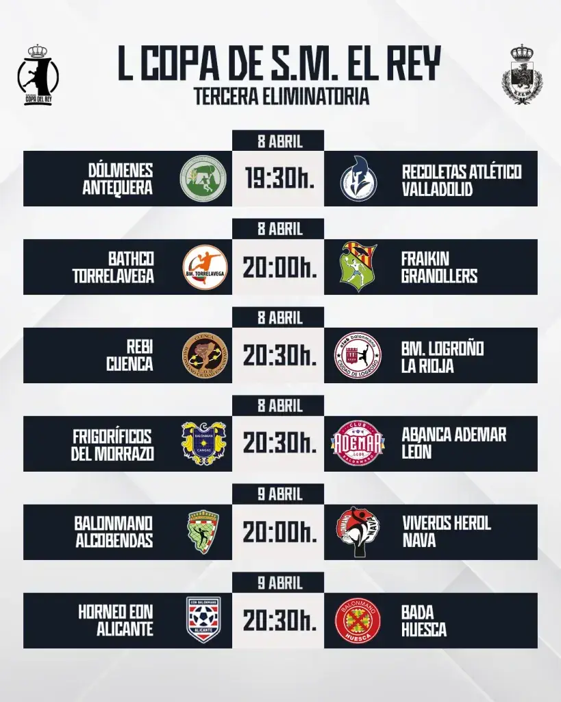 Partidos ronda 3 Copa del Rey de Balonmano 2025