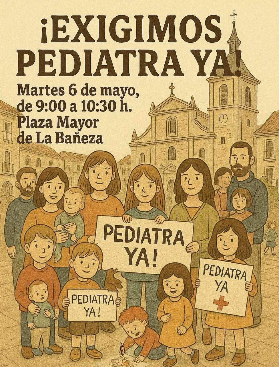 Cartel de la concentración en La Bañeza.