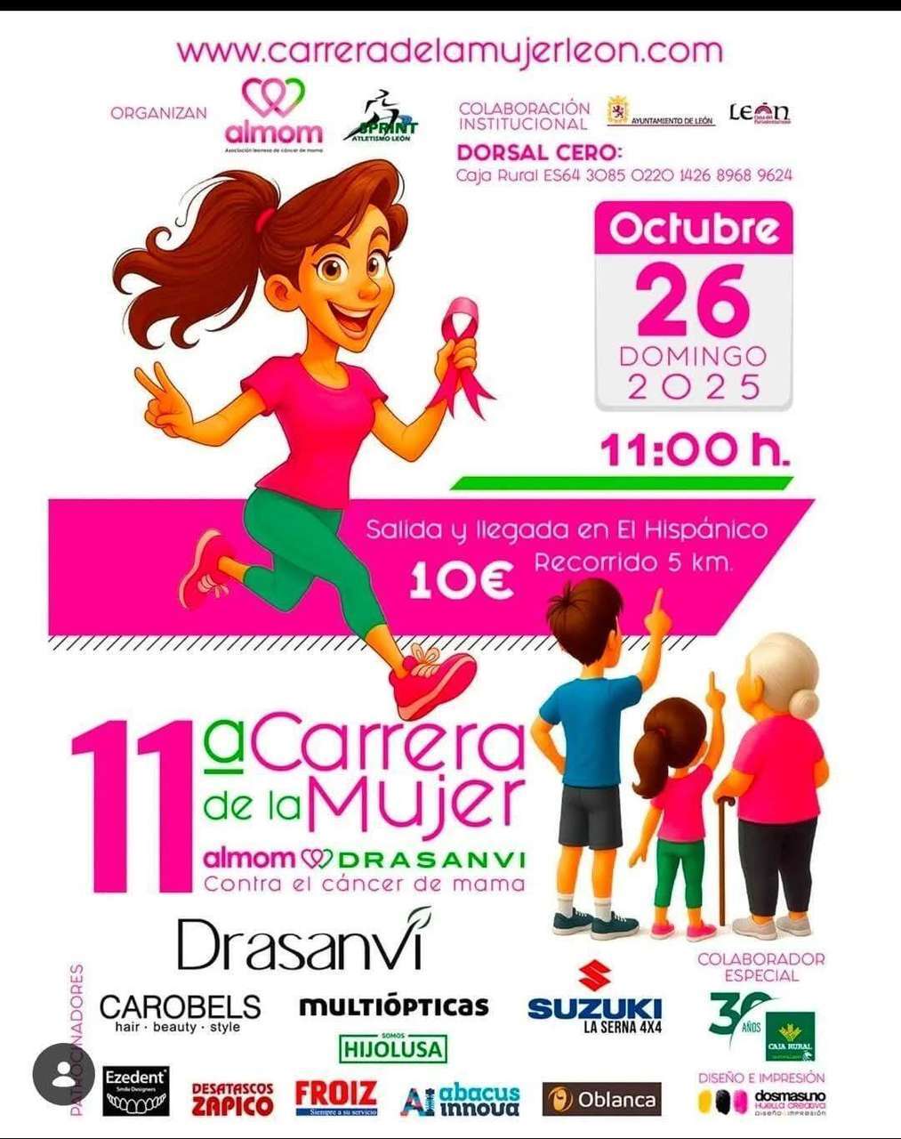 Cartel oficial de la 11ª Carrera de la Mujer en León. Foto: organización