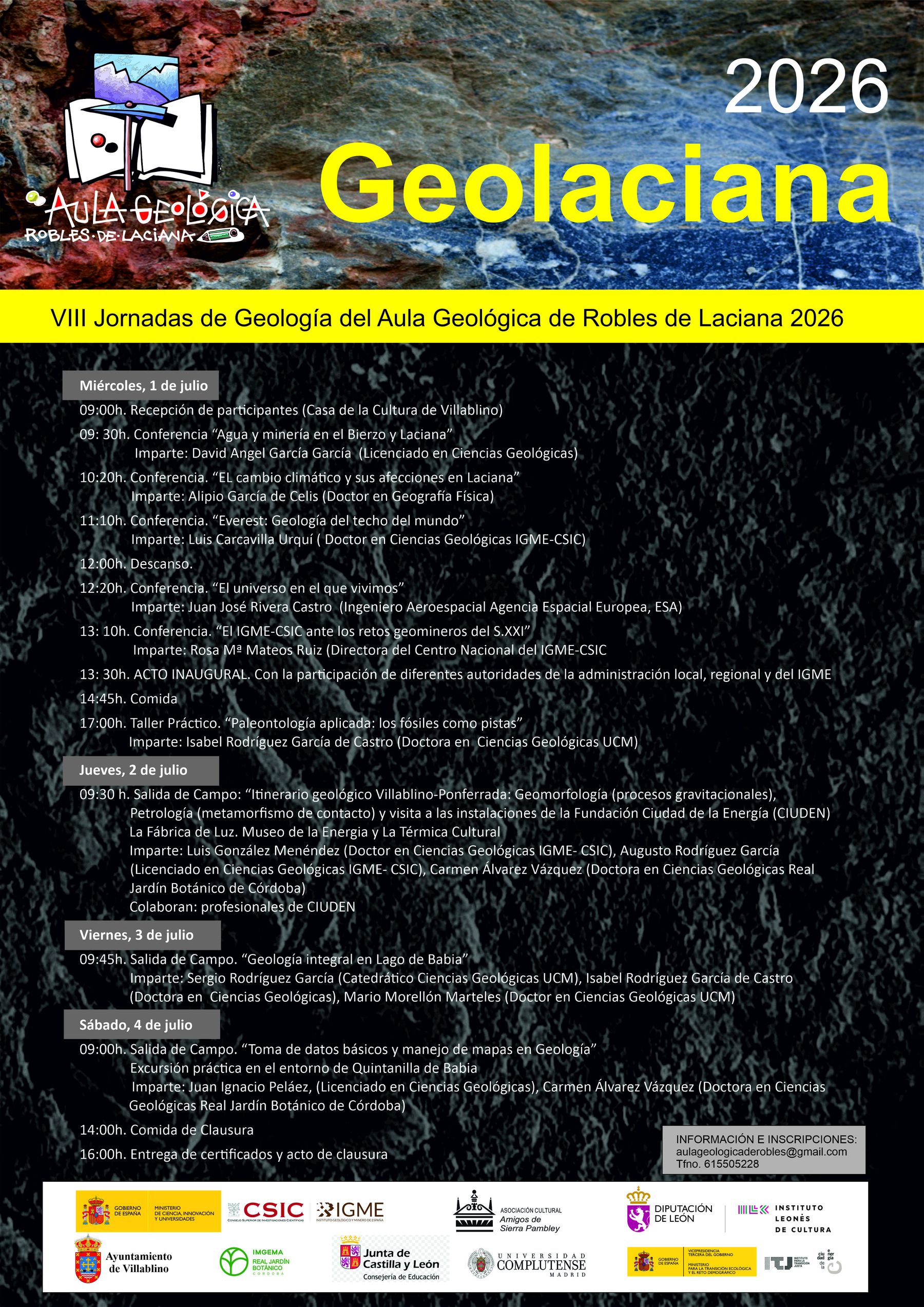 Cartel Jornadas de geologia 2026